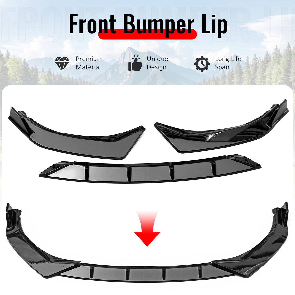 2021-2023 BMW G30 5 Series Sedan IKON Style Gloss Black Front Bumper Lip Spoiler PP