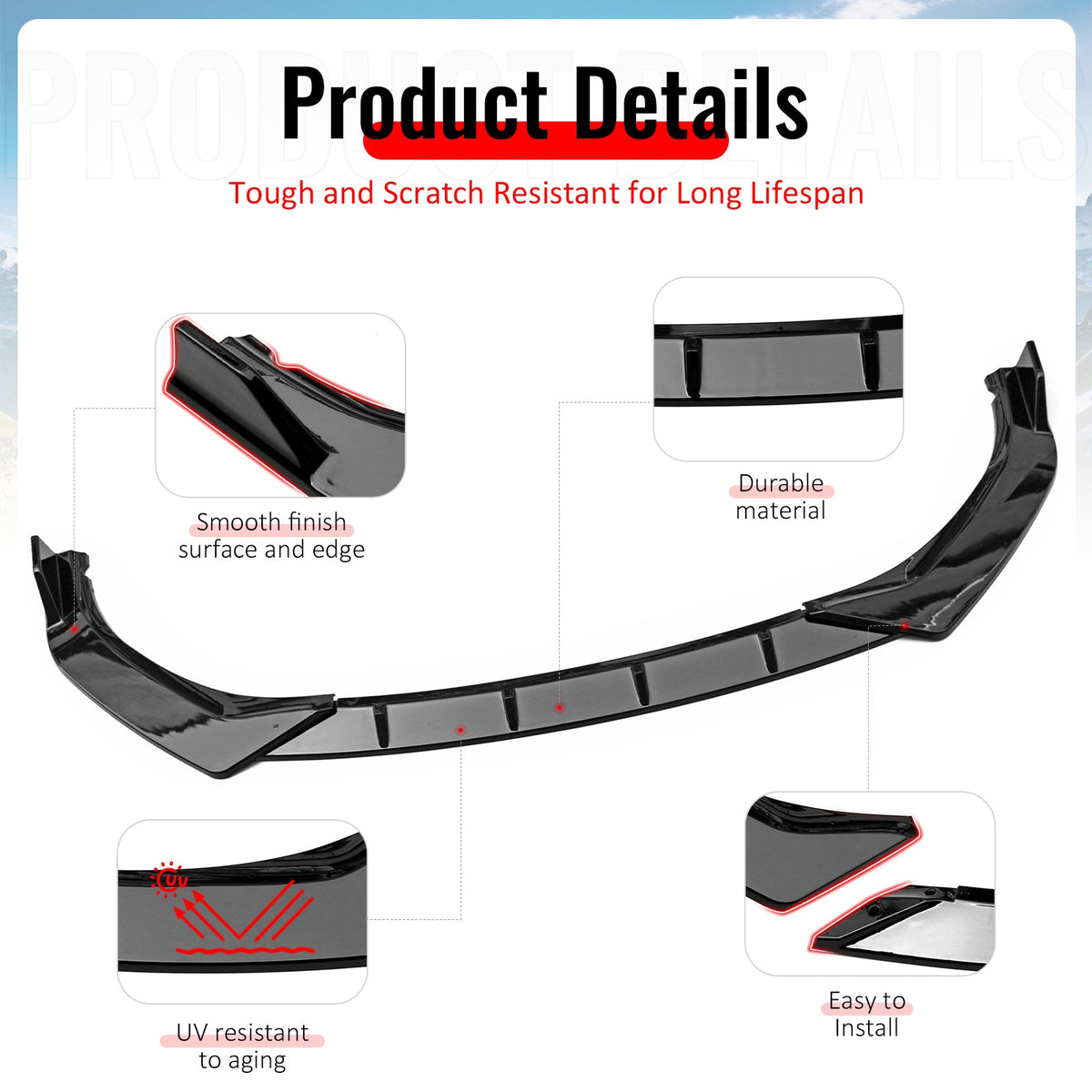2021-2023 BMW G30 5 Series Sedan IKON Style Gloss Black Front Bumper Lip Spoiler PP