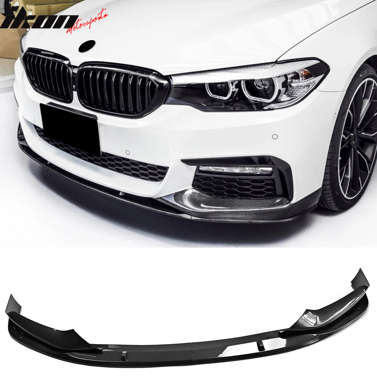 2017-2020 BMW G30 5 Series Sedan MP Style Carbon Fiber Print Front Bumper Lip Spoiler ABS
