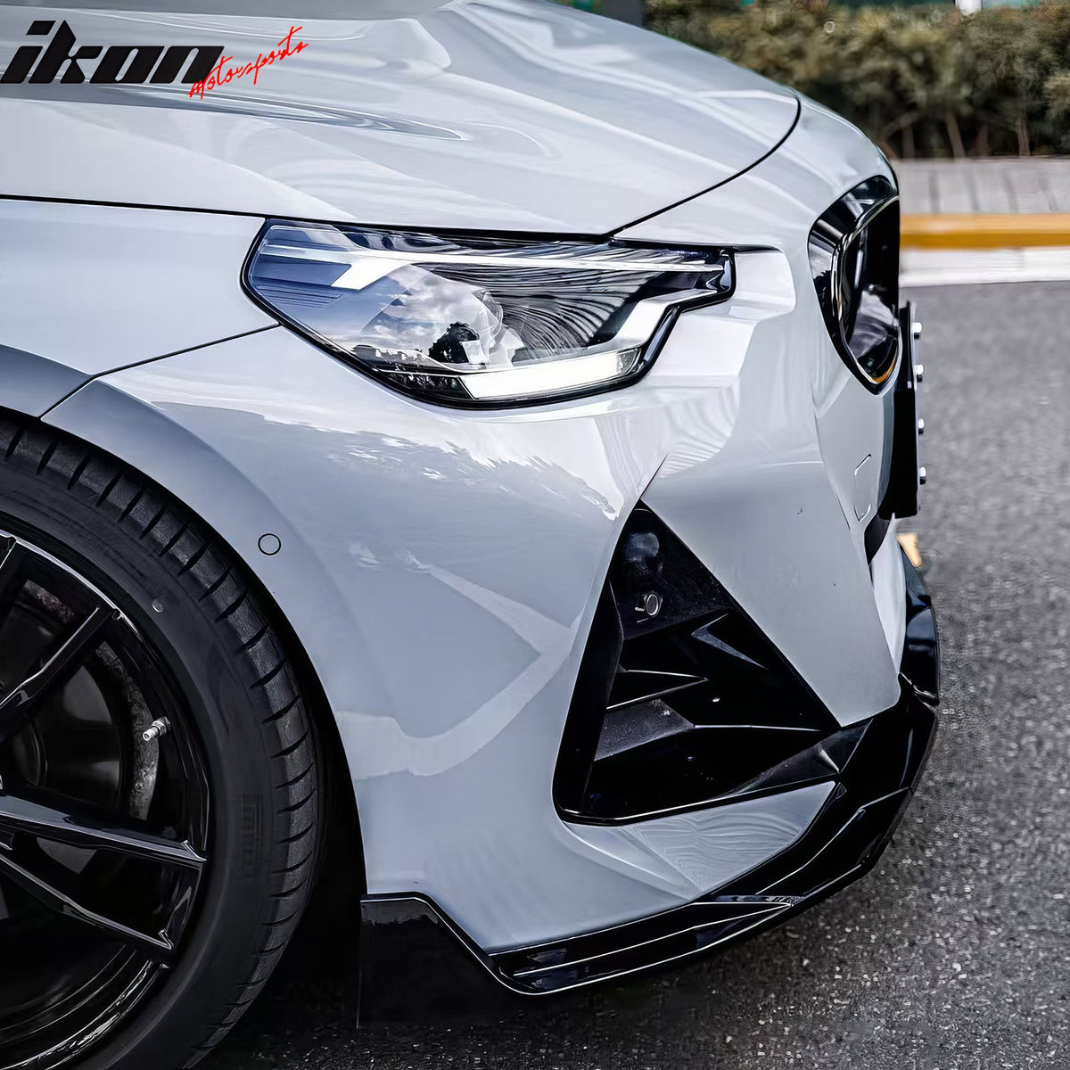 2022-2026 BMW 2-Series G42 M Sport IKON Style Gloss Black Front Bumper Lip ABS