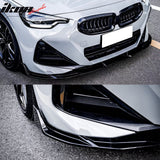 2022-2026 BMW 2-Series G42 M Sport IKON Style Gloss Black Front Bumper Lip ABS