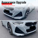 2022-2026 BMW 2-Series G42 M Sport MP Performance Style Gloss Black Front Bumper Lip ABS