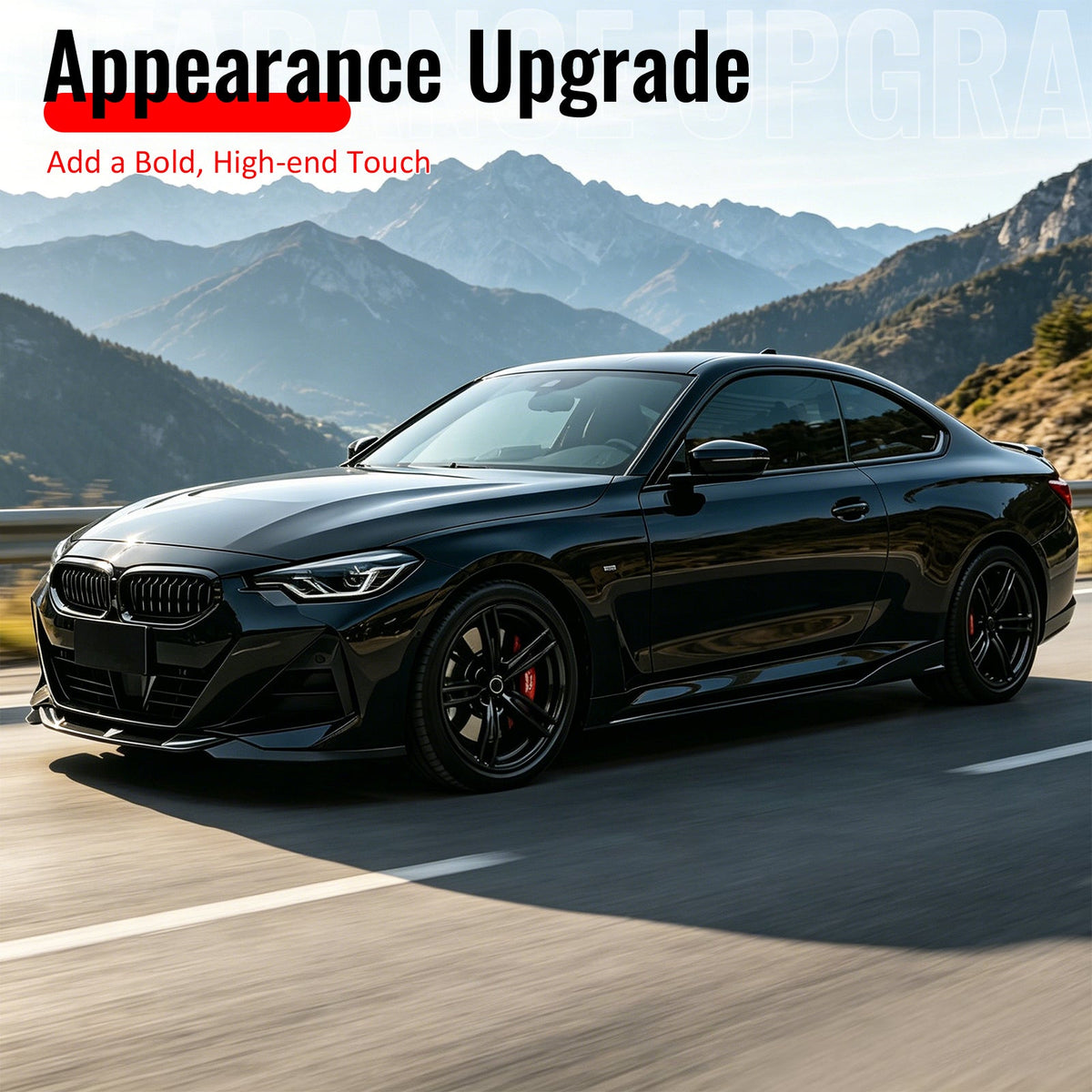 2022-2026 BMW 2-Series G42 M Sport FD Style Gloss Black Front Bumper Lip ABS