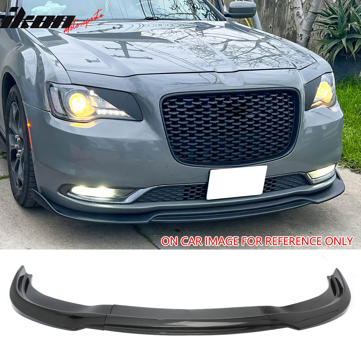 2015-2023 Chrysler 300 Base IKON Style Carbon Fiber Print Front Bumper Lip PP 3PCS
