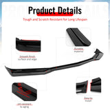 2016-2018 Chevrolet Camaro LT RS ZL1 Style Gloss Black Front Bumper Lip PP 3PCS