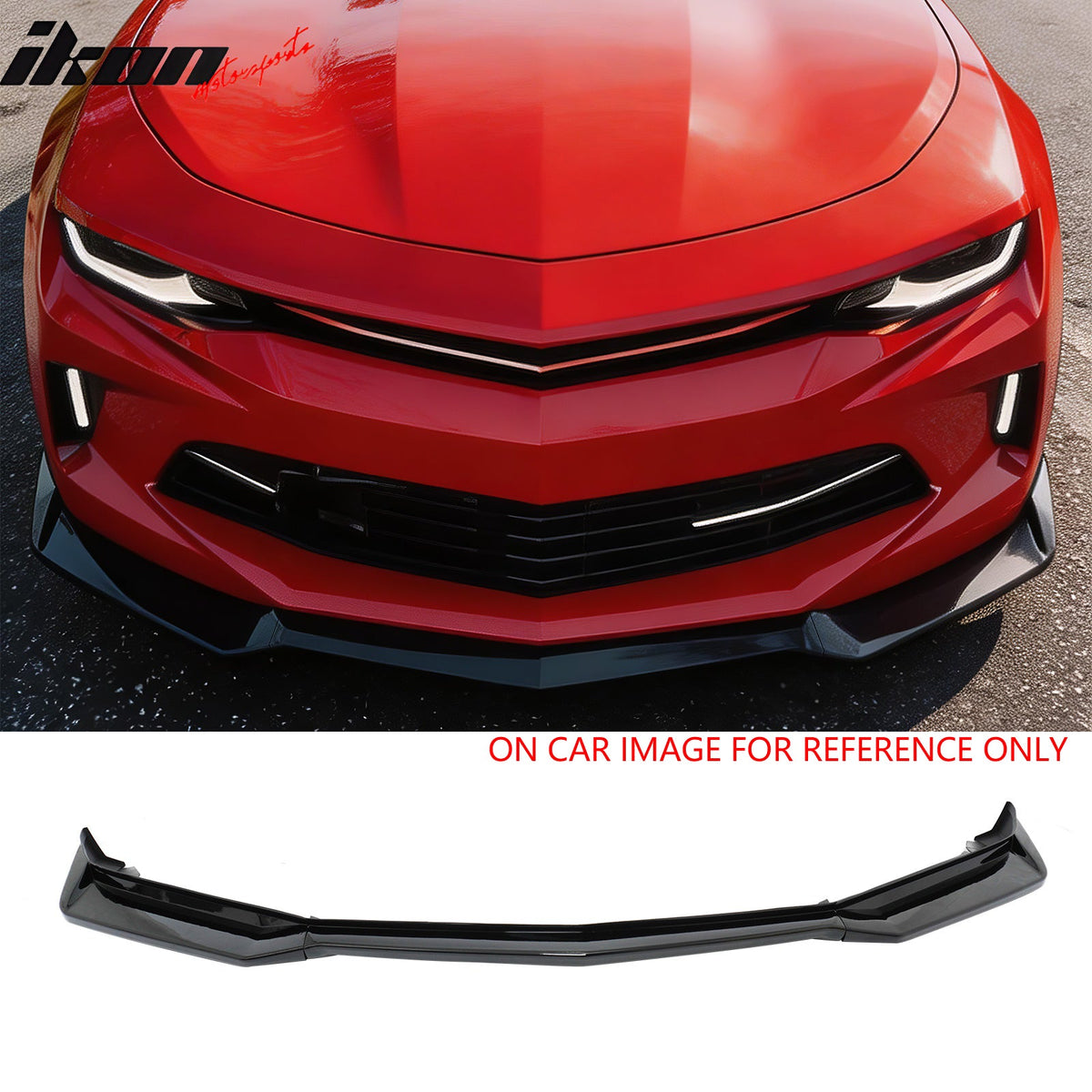 2016-2018 Chevrolet Camaro LT RS ZL1 Style Gloss Black Front Bumper Lip PP 3PCS