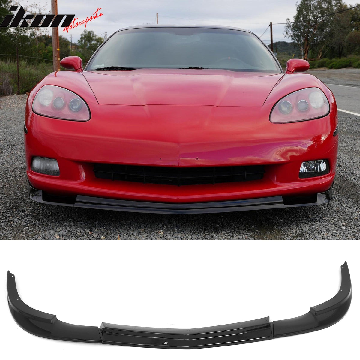 2005-2013 Chevrolet Corvette C6 Base ZR1 Style Front Bumper Lip Gloss Black PP 3PCS