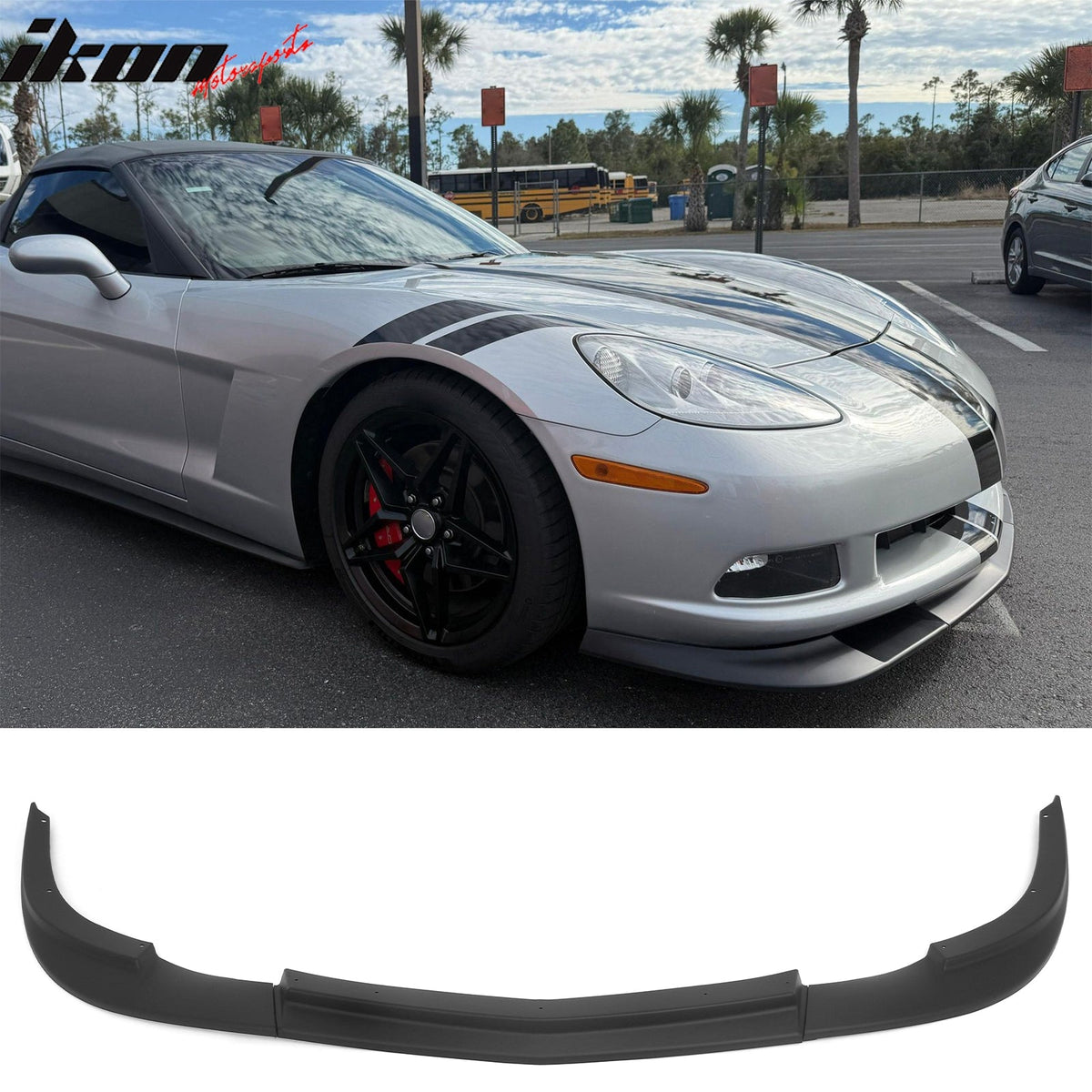 2005-2013 Chevrolet Corvette C6 Base ZR1 Style Front Bumper Lip Matte Black PP 3PCS