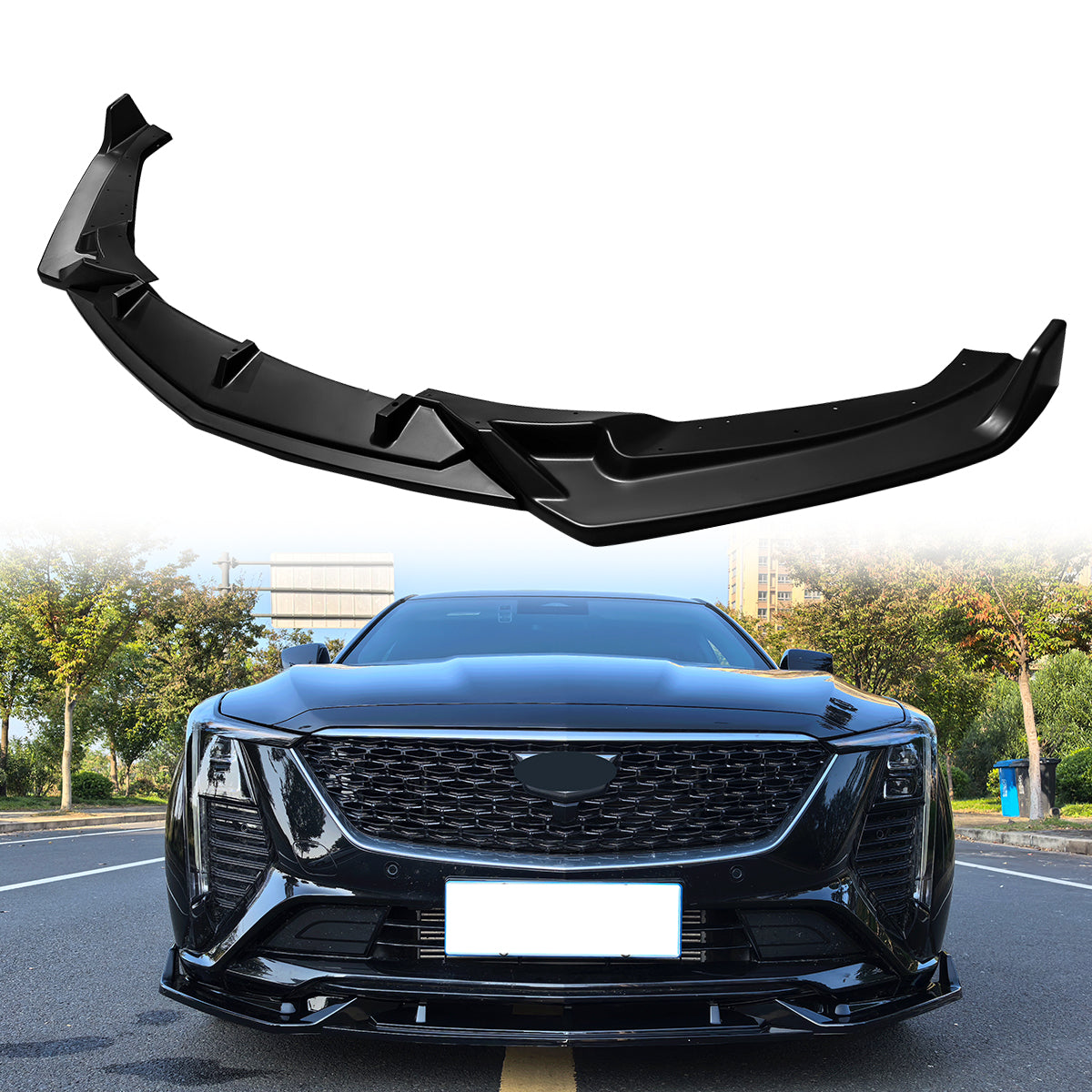 2025 Cadillac CT5 Luxury Matte Black 3PCS Front Bumper Lip Spoiler PP