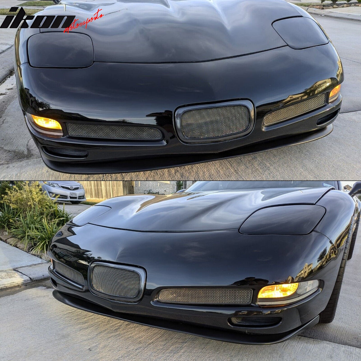 1997-2004 Chevrolet Corvette CS Style Unpainted Black Front Bumper Lip