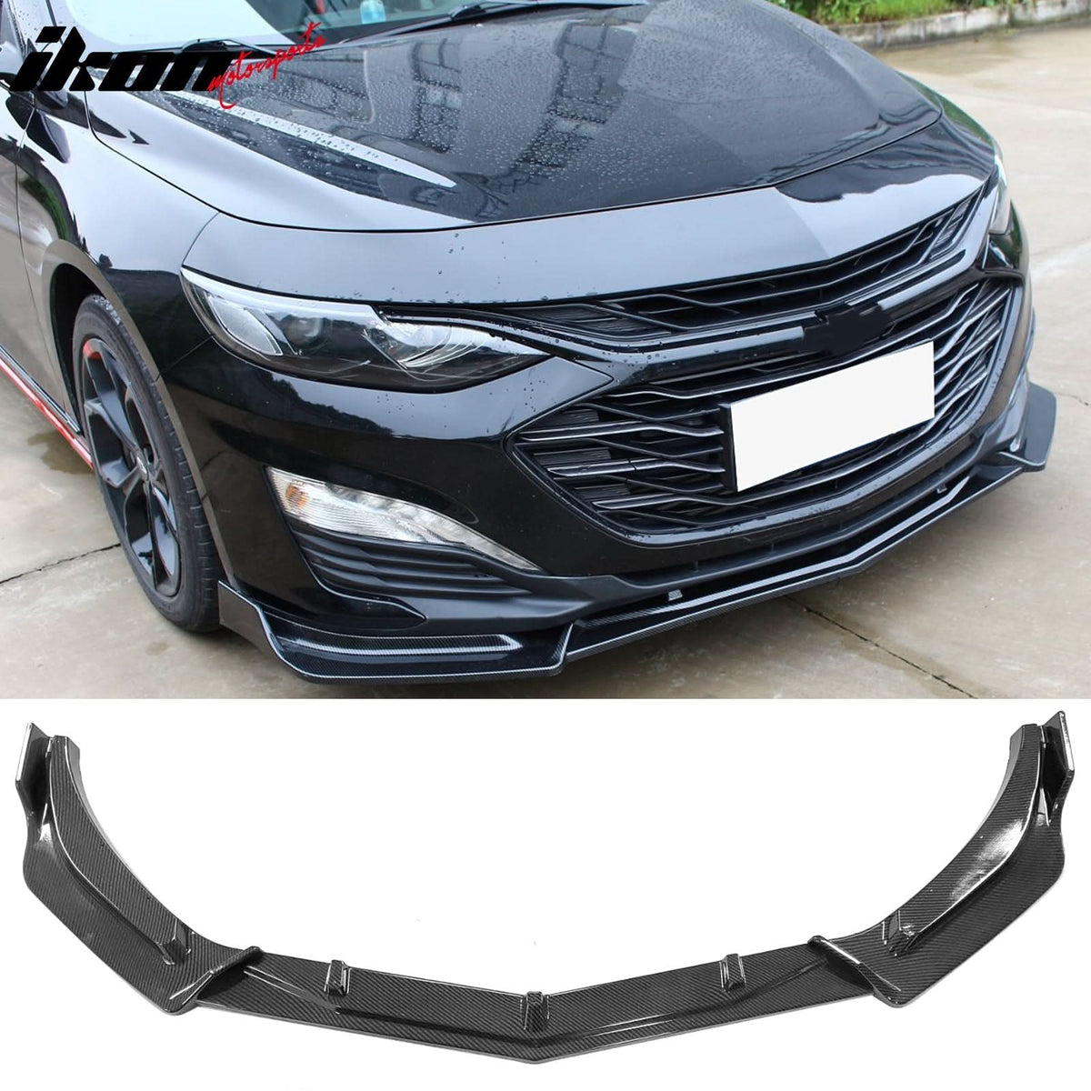 2019-2025 Chevrolet Malibu IKON Style Carbon Fiber Print Front Bumper Lip PP 3PCS