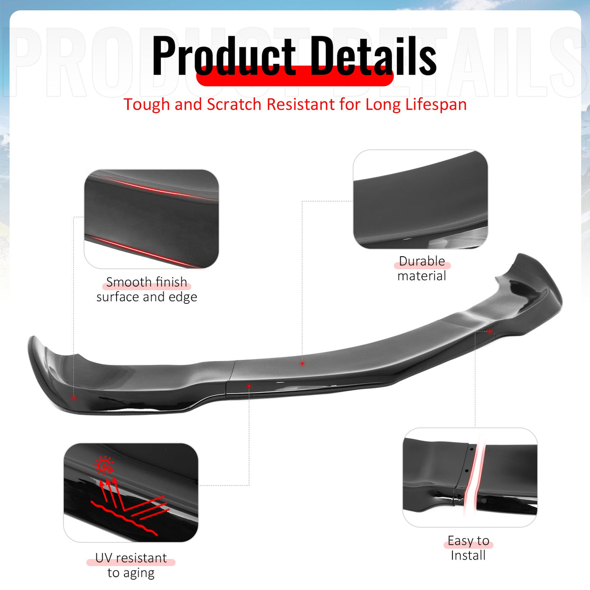 2012-2014 Dodge Charger SRT8 IKON Style Gloss Black Front Bumper Lip PP 3PCS