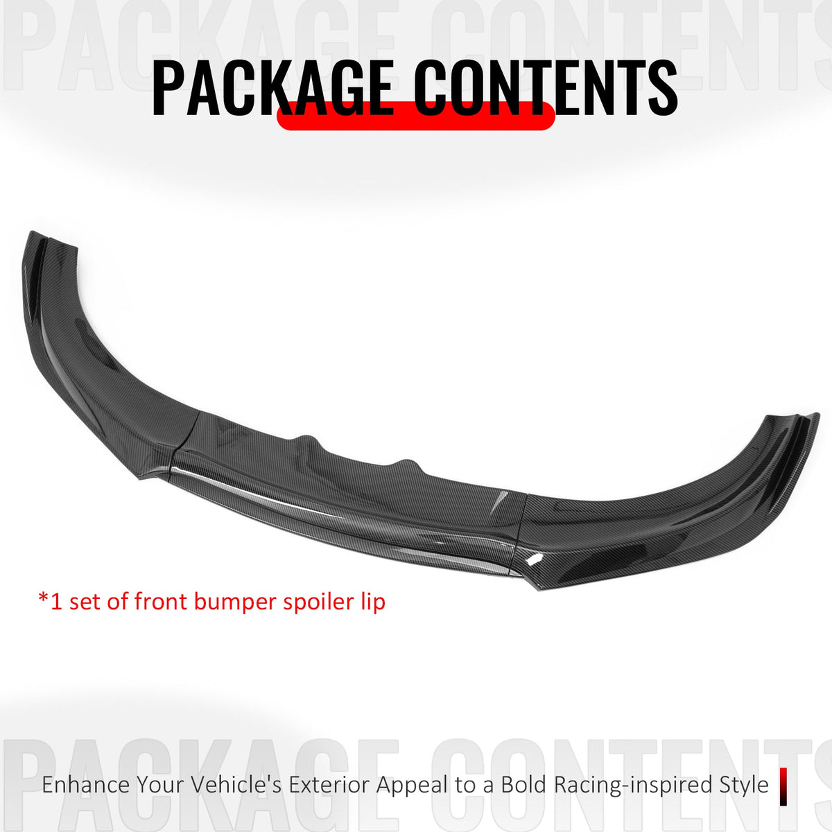 2015-2023 Dodge Charger IKON V2 Style Carbon Fiber Print Front Bumper Lip PP 3PCS