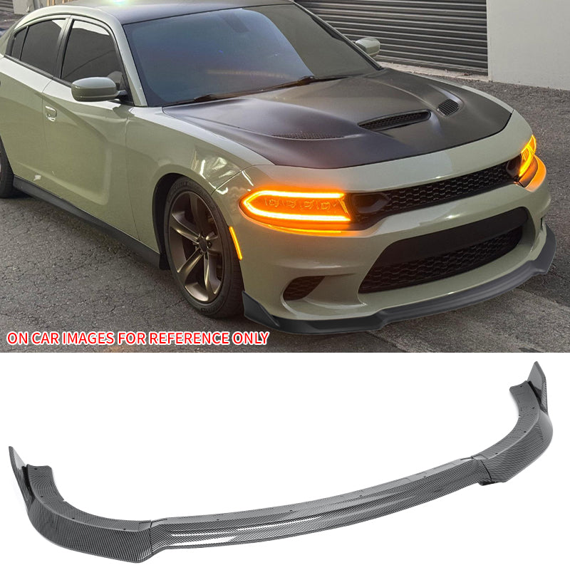 2015-2023 Dodge Charger V4 A Style Carbon Fiber Print Front Bumper Lip