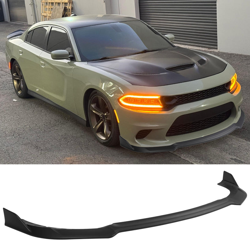 2015-2023 Dodge Charger V4 A Style Matte Black Front Bumper Lip ABS