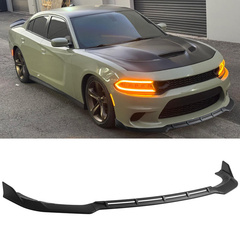 2015-2023 Dodge Charger V5 A Style Matte Black Front Bumper Lip ABS