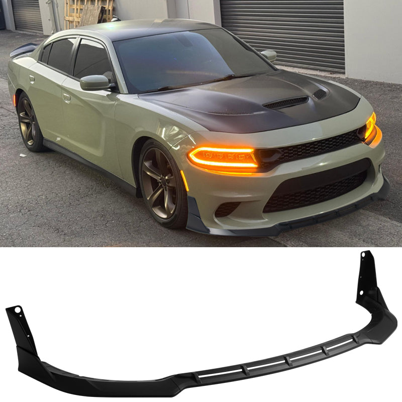2015-2023 Dodge Charger V5 B Style Matte Black Front Bumper Lip ABS