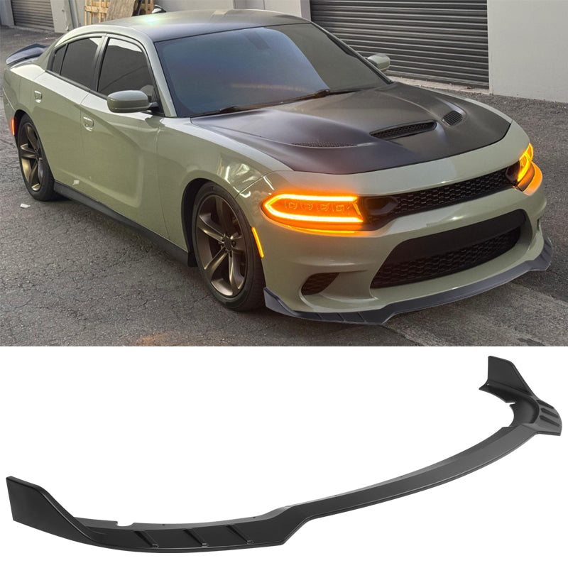 2015-2023 Dodge Charger V6 A Style Matte Black Front Bumper Lip ABS