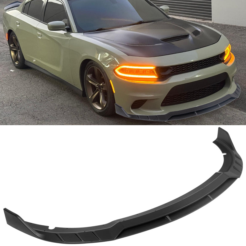 2015-2023 Dodge Charger V6 B Style Matte Black Front Bumper Lip ABS