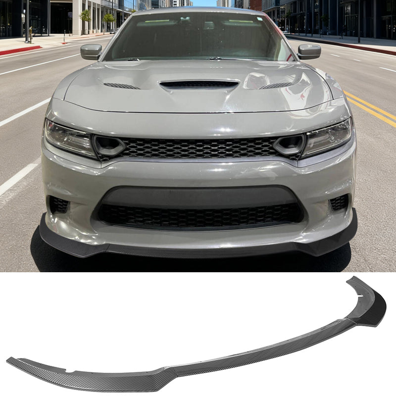 2015-2023 Dodge Charger V7 A Style Carbon Fiber Print Front Bumper Lip