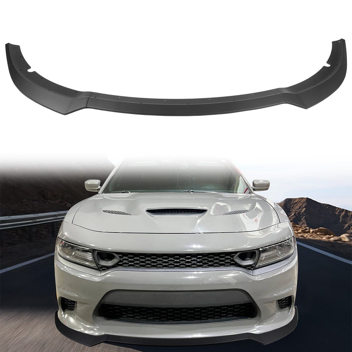 2015-2023 Dodge Charger V7 A Style Matte Black Front Bumper Lip ABS