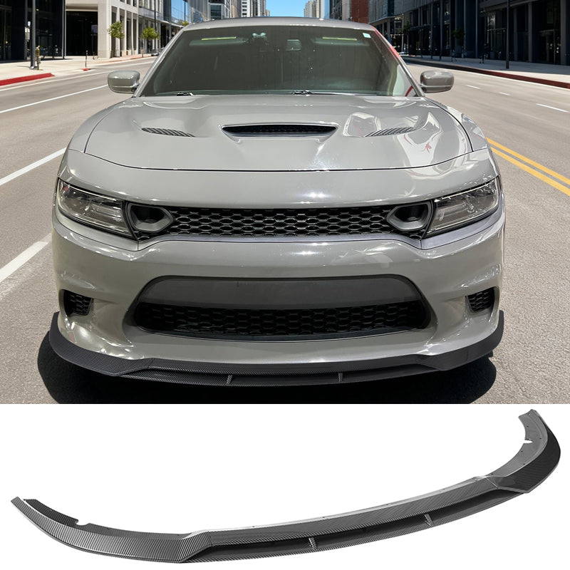 2015-2023 Dodge Charger V7 B Style Carbon Fiber Print Front Bumper Lip