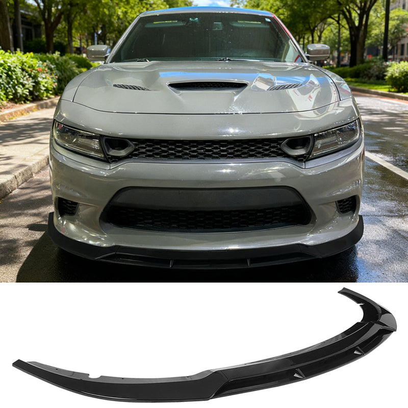 2015-2023 Dodge Charger V7 B Style Gloss Black Front Bumper Lip ABS