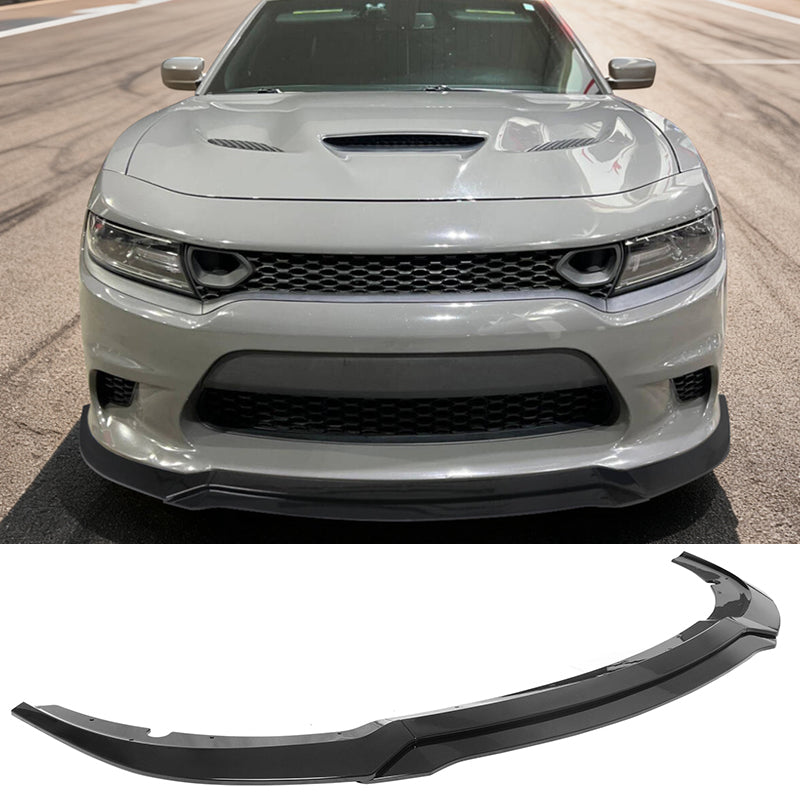 2015-2023 Dodge Charger V7 C Style Gloss Black Front Bumper Lip ABS