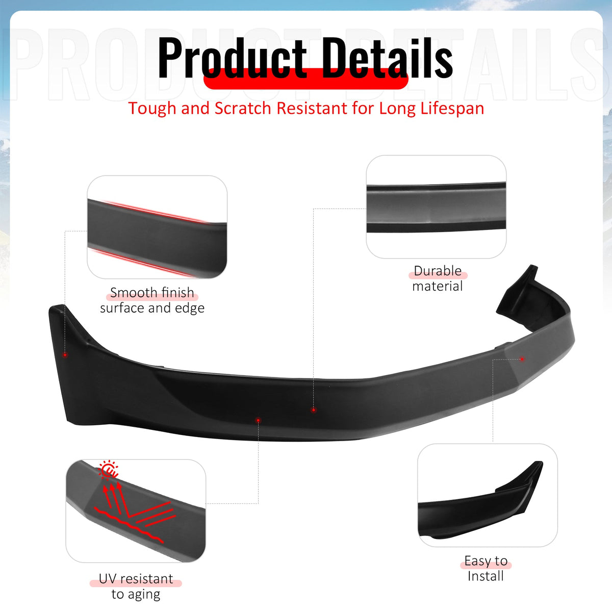 2005-2009 Ford Mustang V6 3C Style Unpainted Front Bumper Lip Chin PU
