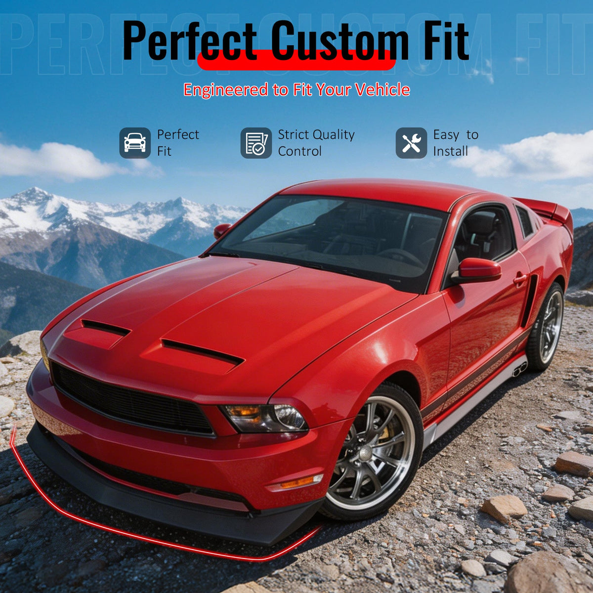 2010-2012 Ford Mustang V8 B2 Style Unpainted Front Bumper Lip Chin PU