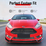 2014-2019 Ford Fiesta ST & ST Line 3PCS Front Lower Bumper Lip Air Dam Chin Spoiler Splitter IKON Style Painted Gloss Black ABS Plastic