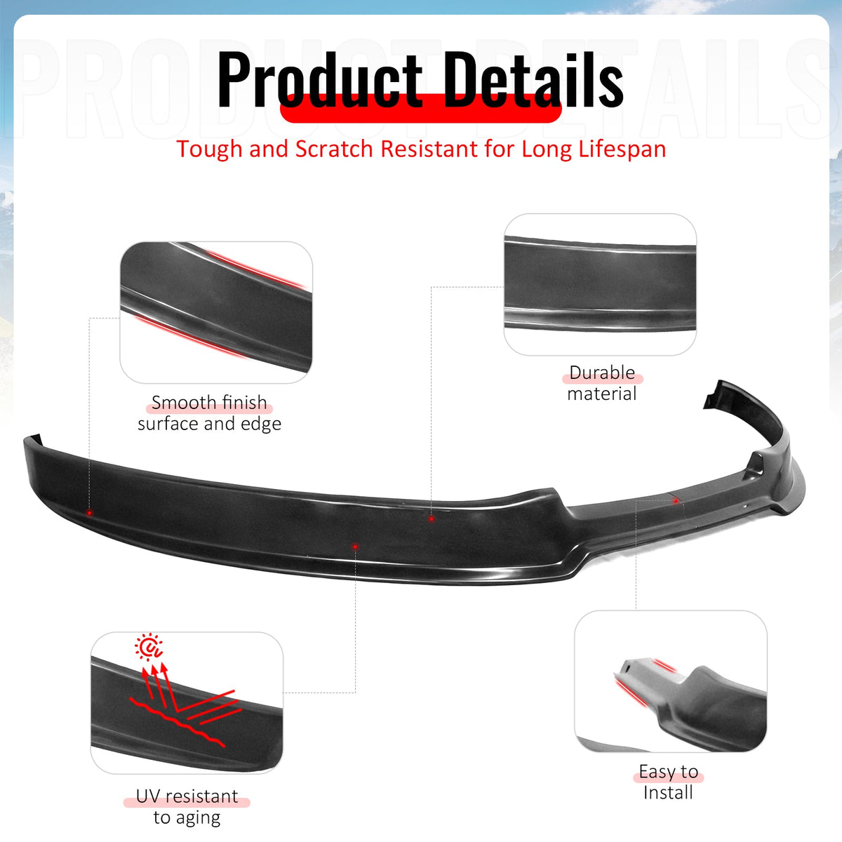 2012-2014 Ford Focus Base KB Style Front Bumper Lip Unpainted PU 2PCS