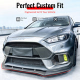 2016-2018 Ford Focus RS 3PCS Front Lower Bumper Lip Air Dam Chin Spoiler Splitter IKON Style Painted Carbon Fiber Print ABS Plastic