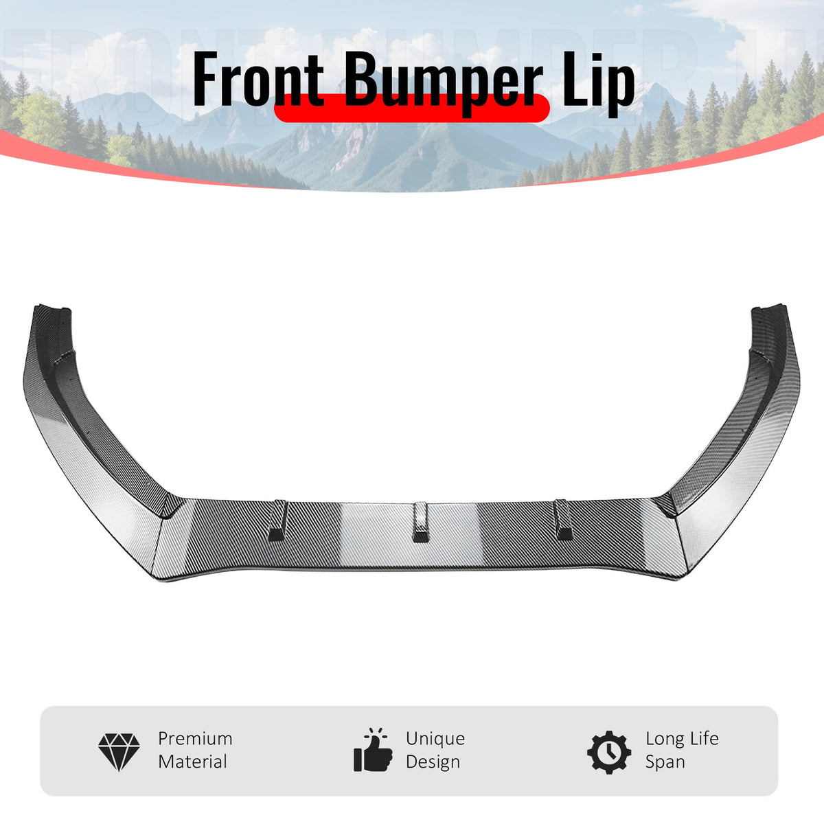 2016-2018 Ford Focus RS 3PCS Front Lower Bumper Lip Air Dam Chin Spoiler Splitter IKON Style Painted Carbon Fiber Print ABS Plastic