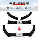 2016-2018 Ford Focus RS 3PCS Front Lower Bumper Lip Air Dam Chin Spoiler Splitter IKON Style Painted Gloss Black ABS Plastic