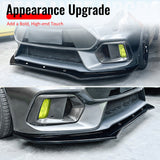 2016-2018 Ford Focus RS 3PCS Front Lower Bumper Lip Air Dam Chin Spoiler Splitter IKON Style Painted Gloss Black ABS Plastic