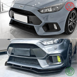 2016-2018 Ford Focus RS 3PCS Front Lower Bumper Lip Air Dam Chin Spoiler Splitter IKON Style Painted Gloss Black ABS Plastic