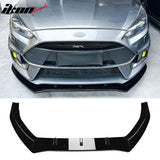 2016-2018 Ford Focus RS 3PCS Front Lower Bumper Lip Air Dam Chin Spoiler Splitter IKON Style Painted Gloss Black ABS Plastic