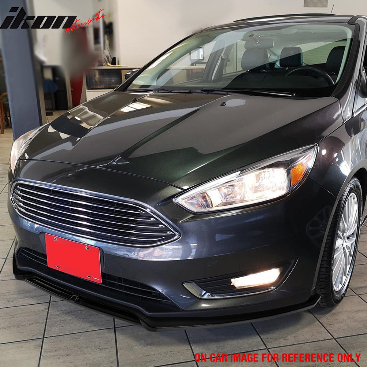 2015-2018 Ford Focus Sedan & Hatchback IKON Style Front Bumper Lip Lower Spoiler 3PCS Carbon Fiber Print PP