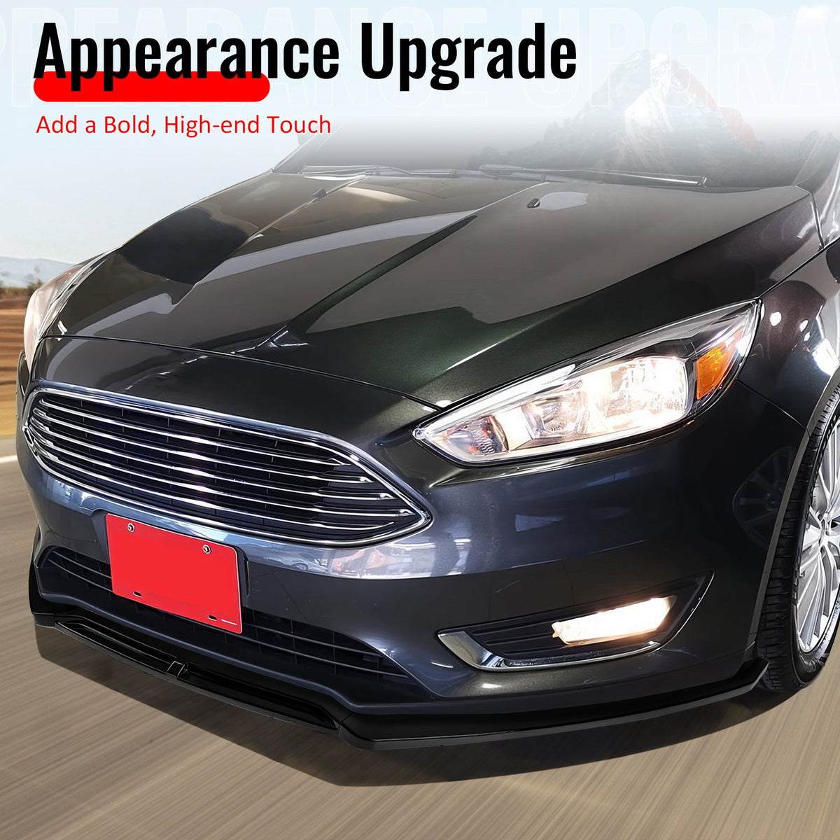 2015-2018 Ford Focus Sedan & Hatchback IKON Style Front Bumper Lip Lower Spoiler 3PCS Gloss Black PP