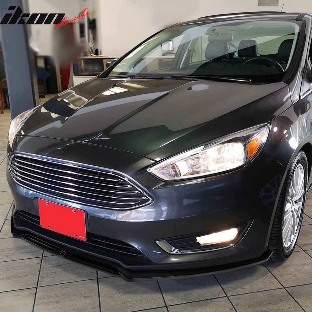 2015-2018 Ford Focus Sedan & Hatchback IKON Style Front Bumper Lip Lower Spoiler 3PCS Gloss Black PP