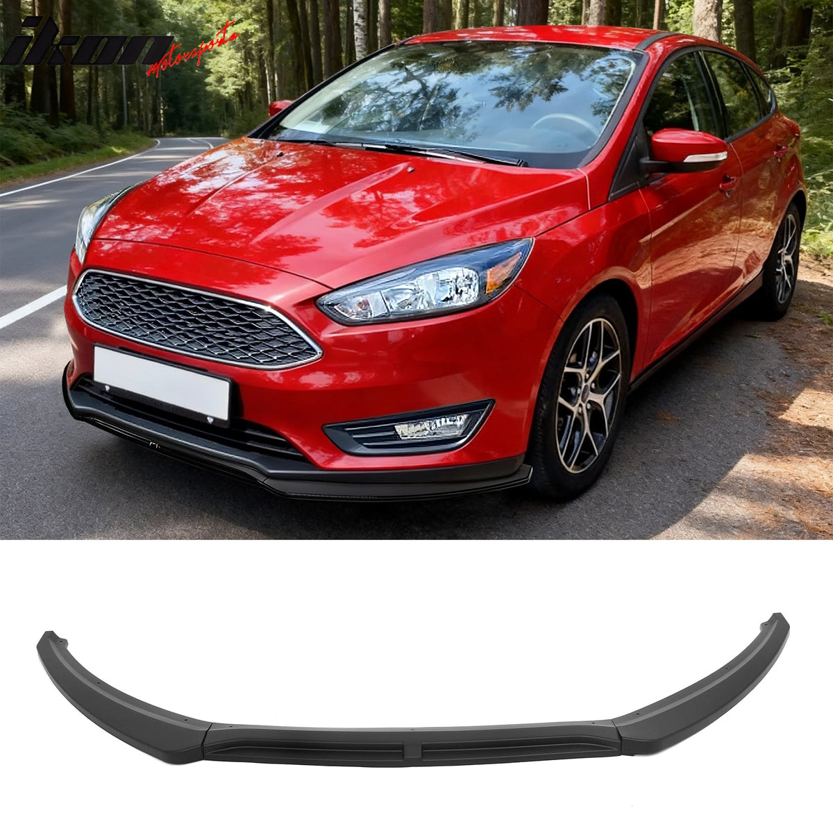 2015-2018 Ford Focus Sedan & Hatchback IKON Style Front Bumper Lip Lower Spoiler 3PCS Matte Black PP
