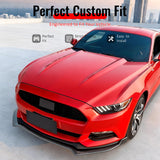 2015-2017 Ford Mustang V6 & Ecoboost & GT 3PCS Front Lower Bumper Lip Air Dam Chin Spoiler Splitter IKON V2 Style Painted Carbon Fiber Print ABS