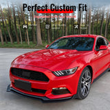 2015-2017 Ford Mustang V6 & Ecoboost & GT 3PCS Front Lower Bumper Lip Air Dam Chin Spoiler Splitter IKON V2 Style Painted Gloss Black ABS Plastic