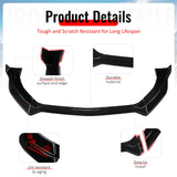 2015-2017 Ford Mustang V6 & Ecoboost & GT 3PCS Front Lower Bumper Lip Air Dam Chin Spoiler Splitter IKON V2 Style Painted Gloss Black ABS Plastic