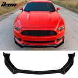 2015-2017 Ford Mustang V6 & Ecoboost & GT 3PCS Front Lower Bumper Lip Air Dam Chin Spoiler Splitter IKON V2 Style Painted Gloss Black ABS Plastic