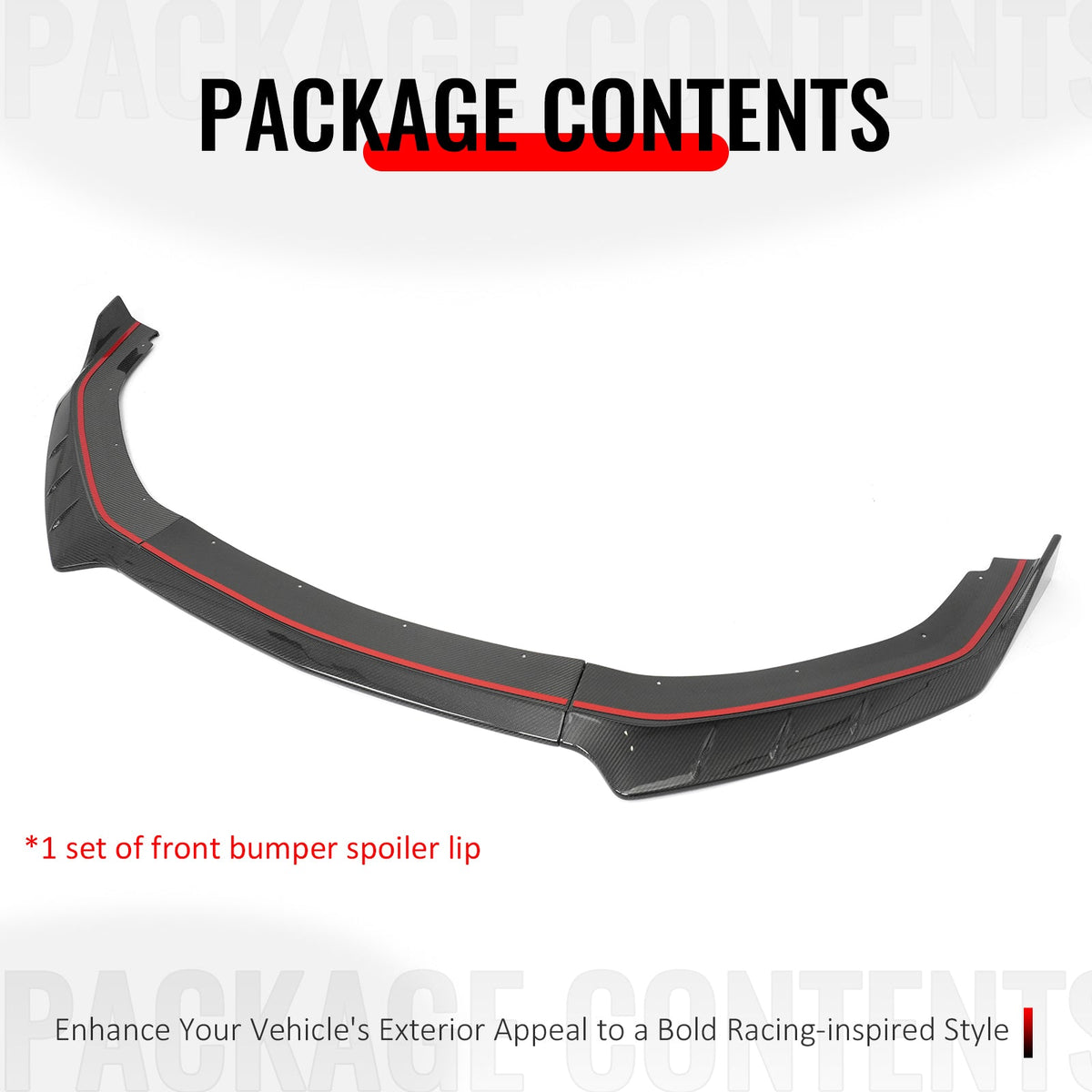 2024-2026 Ford Mustang EcoBoost GT IKON Style Front Bumper Lip Real Carbon Fiber