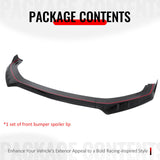 2024-2026 Ford Mustang EcoBoost GT IKON Style Front Bumper Lip Gloss Black ABS