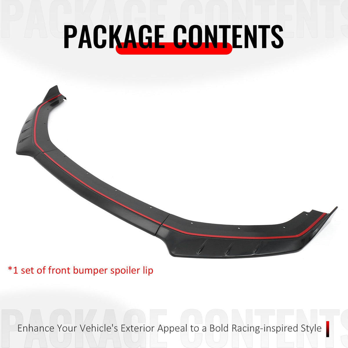 2024-2026 Ford Mustang EcoBoost GT IKON Style Front Bumper Lip Matte Black ABS