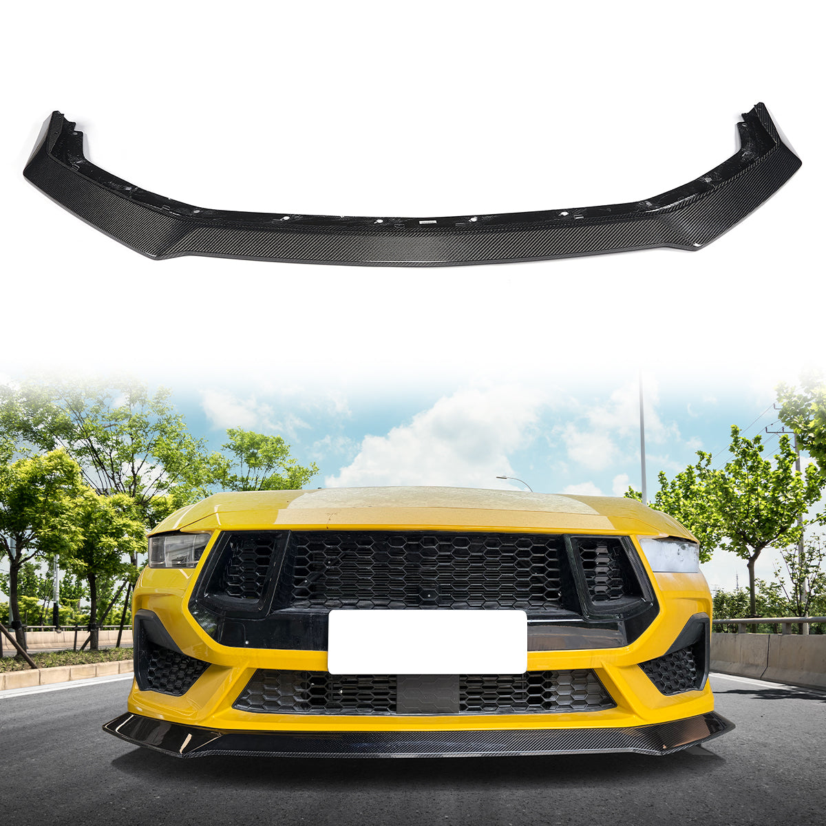 2024-2026 Ford Mustang Ecoboost& GT Carbon Fiber Ikon Front Bumper Lip